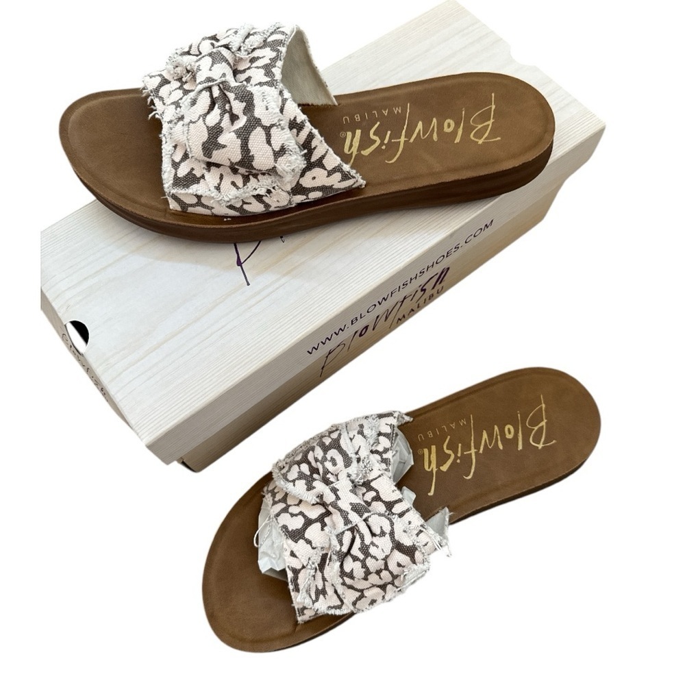 Blowfish Boba Tea City Kitty Leopard Canvas sandals size 7.5 NWT